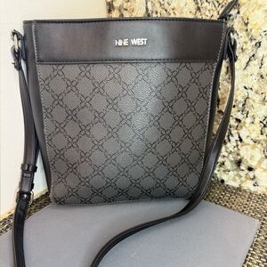 GUC Nine West Monogram Black Leather Sleek Classy Crossbody Bag